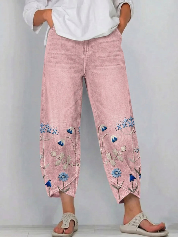 Brígida™ | Pantalones Casual con Bordado Floral