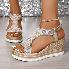 Elegantes sandalias sin cordones para mujer con tacón de cuña - Raúl & Sara Madrid