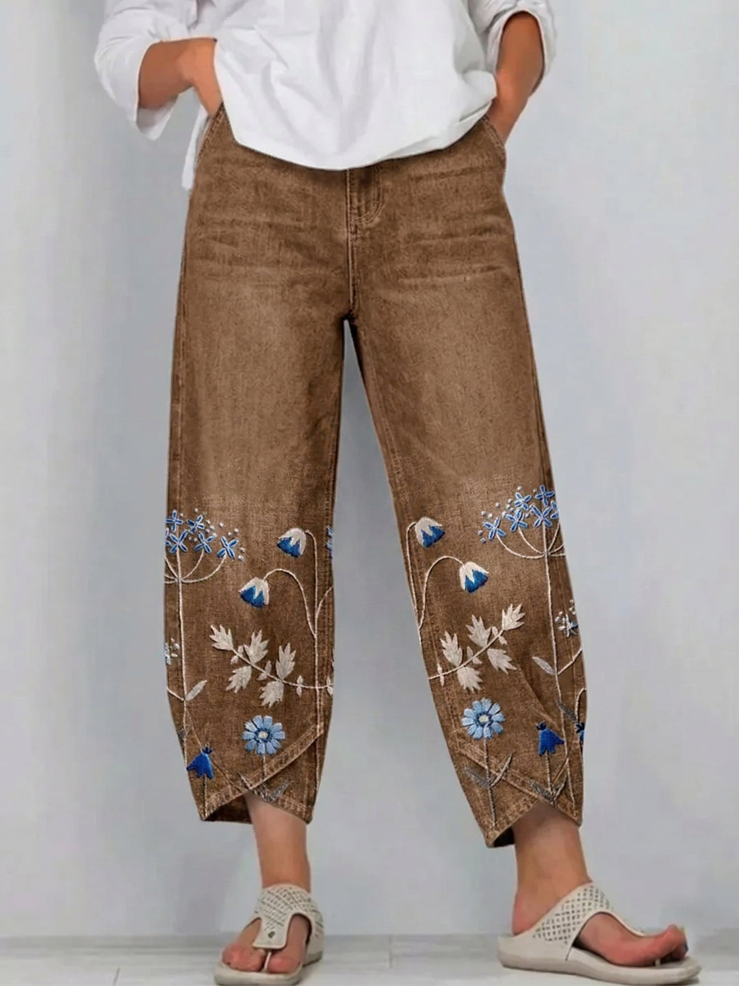 Brígida™ | Pantalones Casual con Bordado Floral
