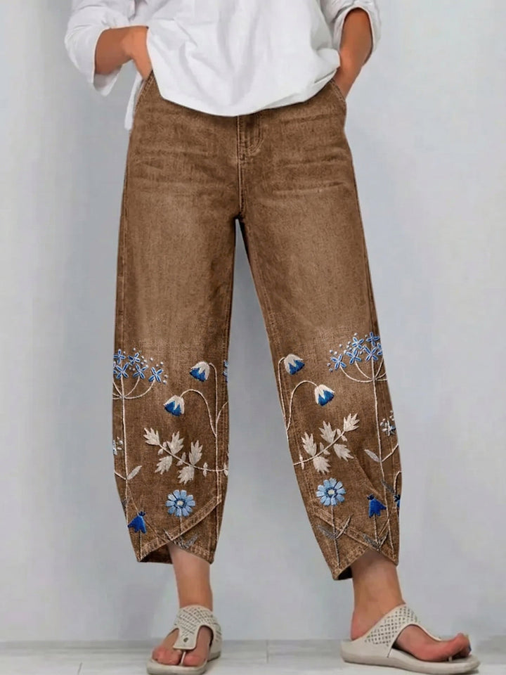 Brígida™ | Pantalones Casual con Bordado Floral