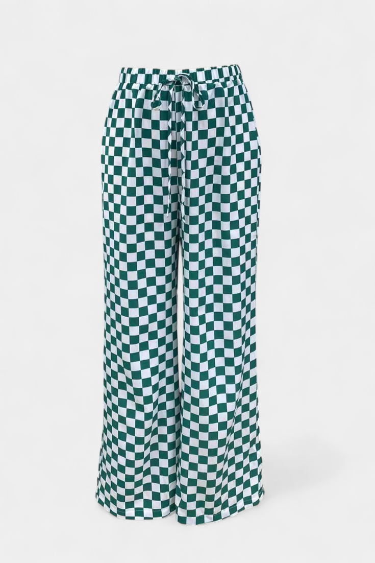 Hilaria Pantalones de Pierna Ancha con Diseño de Cuadros - Raúl & Sara Madrid