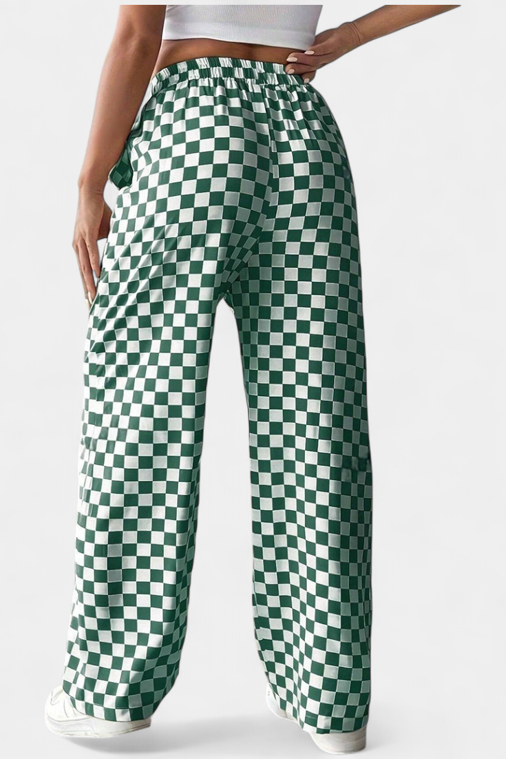 Hilaria Pantalones de Pierna Ancha con Diseño de Cuadros - Raúl & Sara Madrid