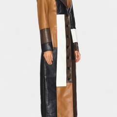 Norelle · Trench de piel con patchwork - Raúl & Sara Madrid