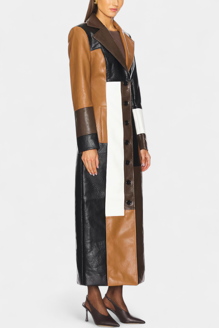 Norelle · Trench de piel con patchwork - Raúl & Sara Madrid
