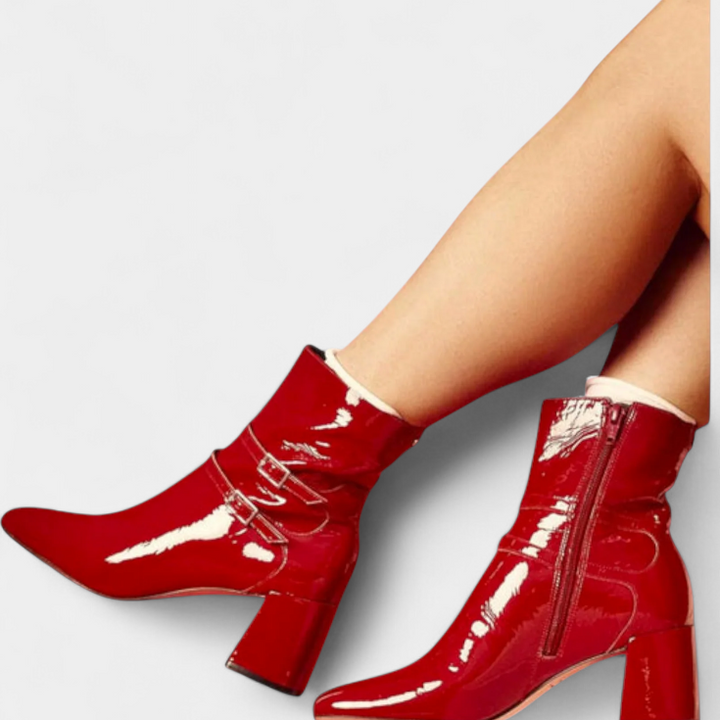 Botas Rojas Vivi con Tacón Ancho