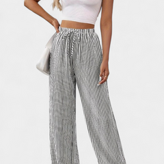 Pantalones Rectos Ligeros Sabrina con Cintura Ajustable y Diseño a Rayas - Raúl & Sara Madrid