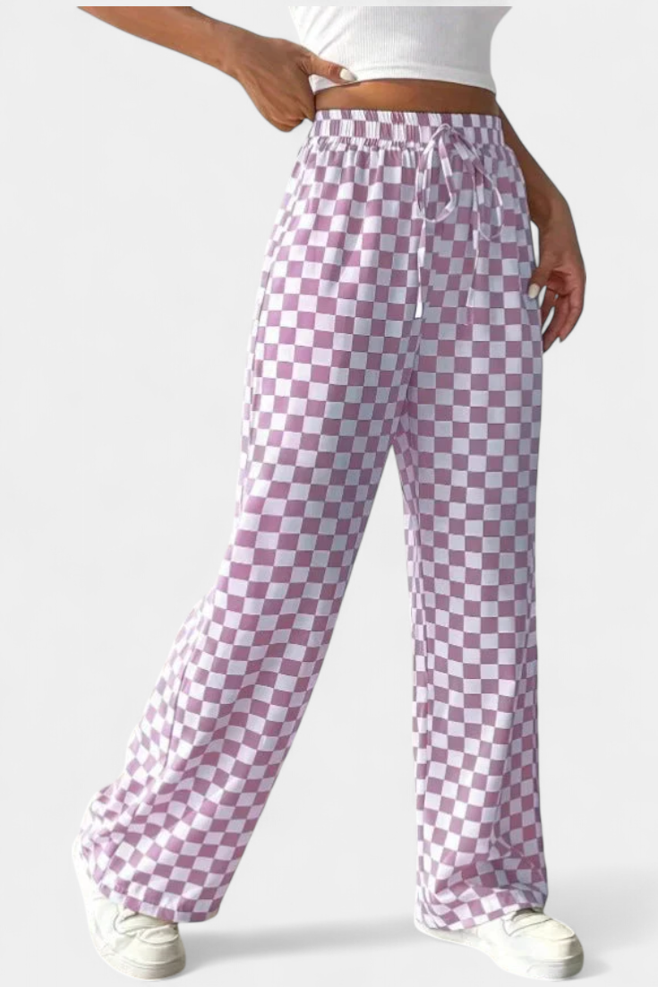 Hilaria Pantalones de Pierna Ancha con Diseño de Cuadros - Raúl & Sara Madrid