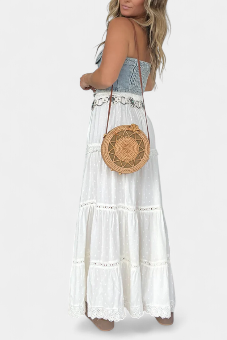 Falda Maxi Boho Dola con Encaje y Abertura Delantera - Raúl & Sara Madrid