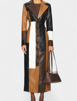 Norelle · Trench de piel con patchwork - Raúl & Sara Madrid