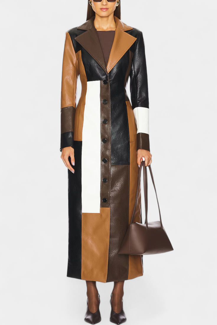 Norelle · Trench de piel con patchwork - Raúl & Sara Madrid