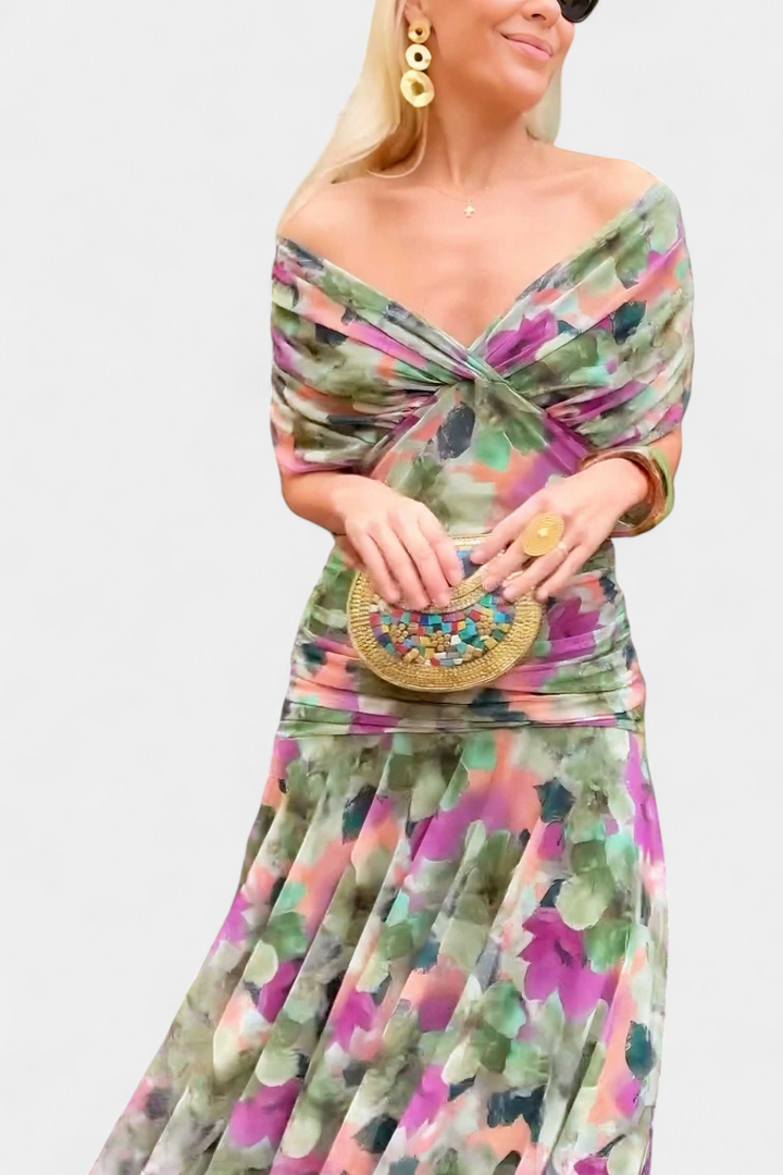 Alondra™ | Vestido largo floral con escote en V