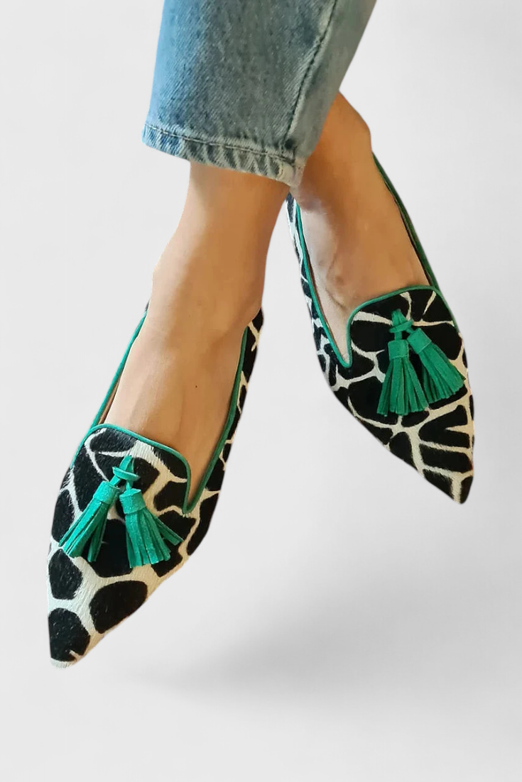 Fermina Elegantes Loafers de Punta Afilada con Diseño Bicolor