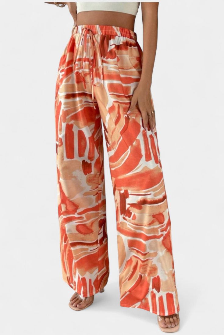 Senda Pantalones de Pierna Ancha con Diseño Abstracto - Raúl & Sara Madrid