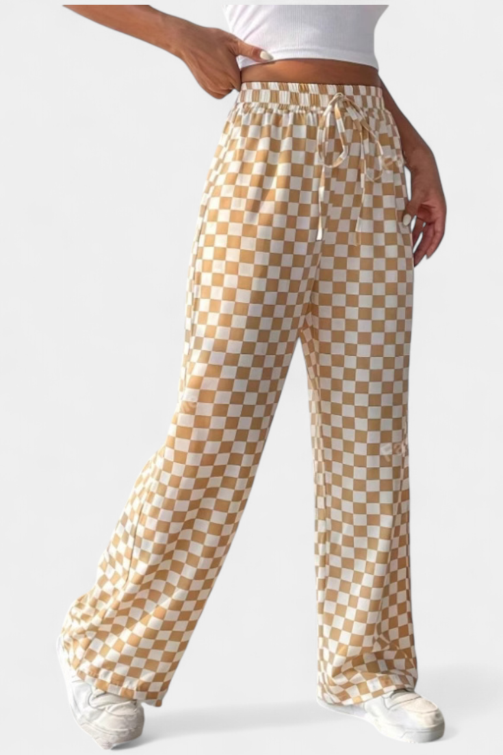 Hilaria Pantalones de Pierna Ancha con Diseño de Cuadros - Raúl & Sara Madrid