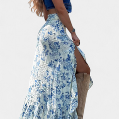 Maxi Falda Floral Kala con Abertura y Volantes - Raúl & Sara Madrid