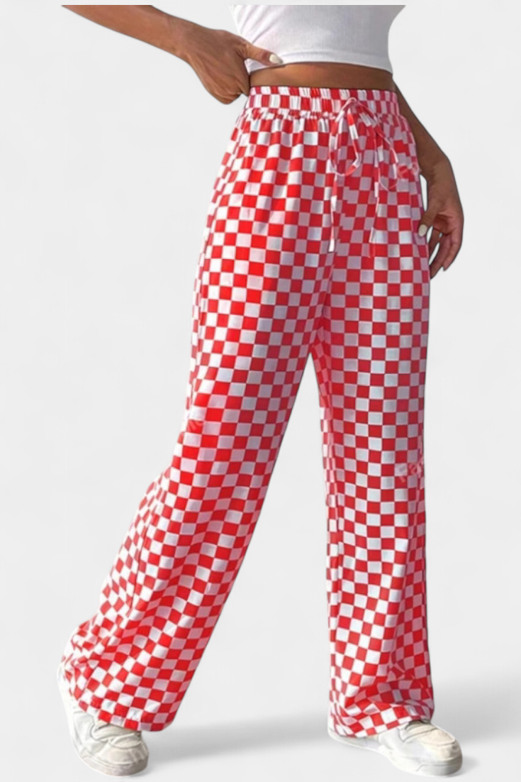 Hilaria Pantalones de Pierna Ancha con Diseño de Cuadros - Raúl & Sara Madrid
