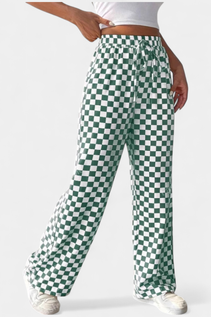 Hilaria Pantalones de Pierna Ancha con Diseño de Cuadros - Raúl & Sara Madrid