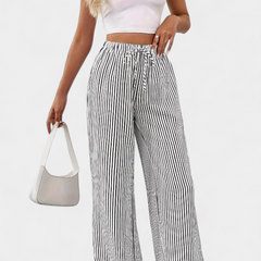 Pantalones Rectos Ligeros Sabrina con Cintura Ajustable y Diseño a Rayas - Raúl & Sara Madrid