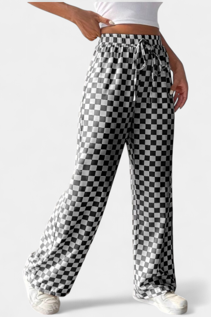 Hilaria Pantalones de Pierna Ancha con Diseño de Cuadros - Raúl & Sara Madrid