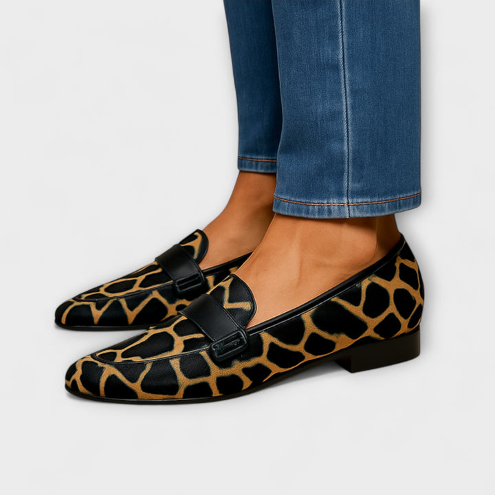 Mocasines Wale con Estampado de Leopardo y Detalle de Correa