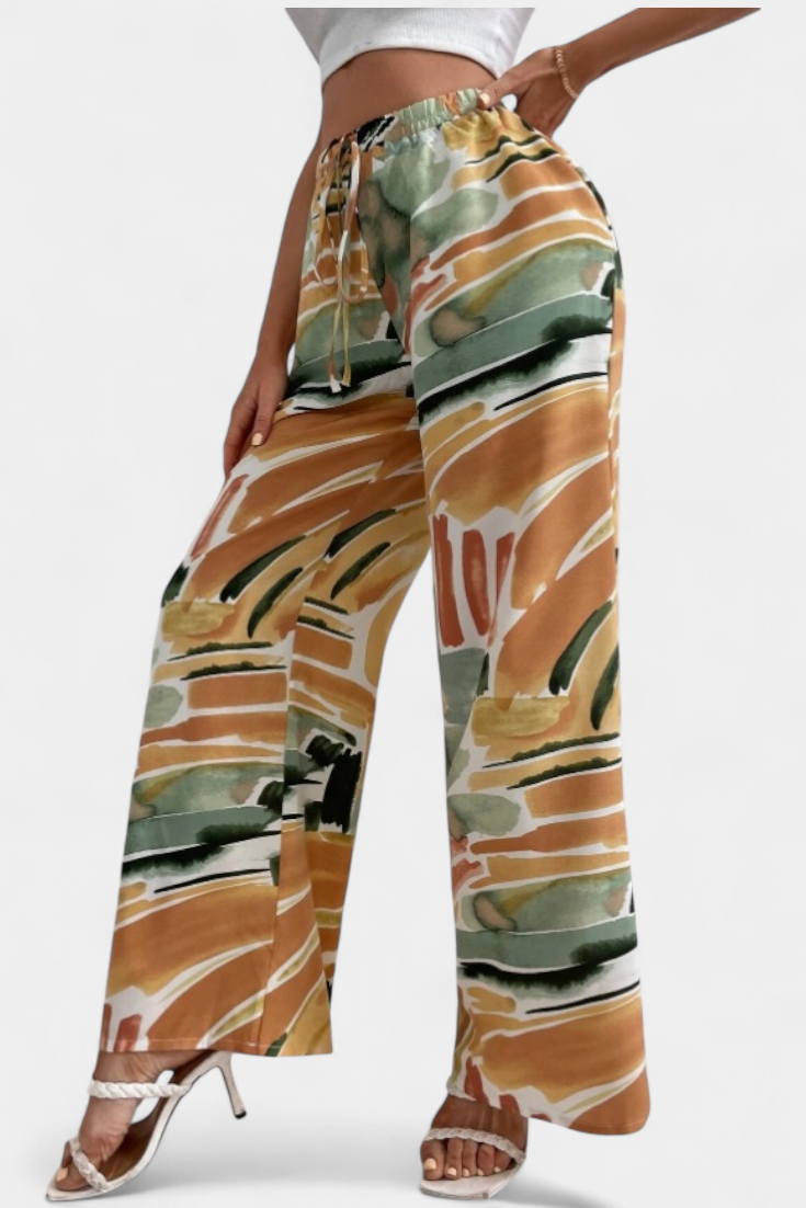 Senda Pantalones de Pierna Ancha con Diseño Abstracto - Raúl & Sara Madrid