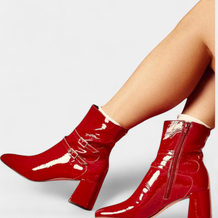 Botas Rojas Vivi con Tacón Ancho