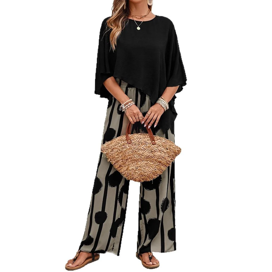 Conjunto mujer elegante dos piezas moderno – outfit artístico pantalón y top fluido
