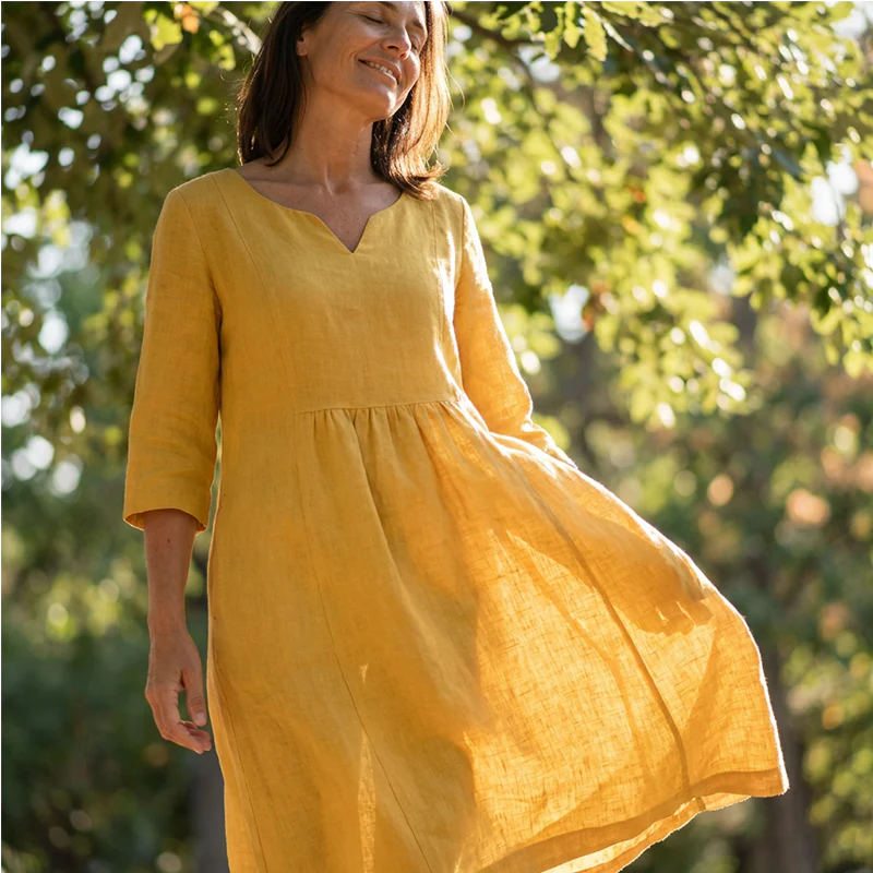 Vestido de lino elegante y fresco para primavera - Raúl & Sara Madrid