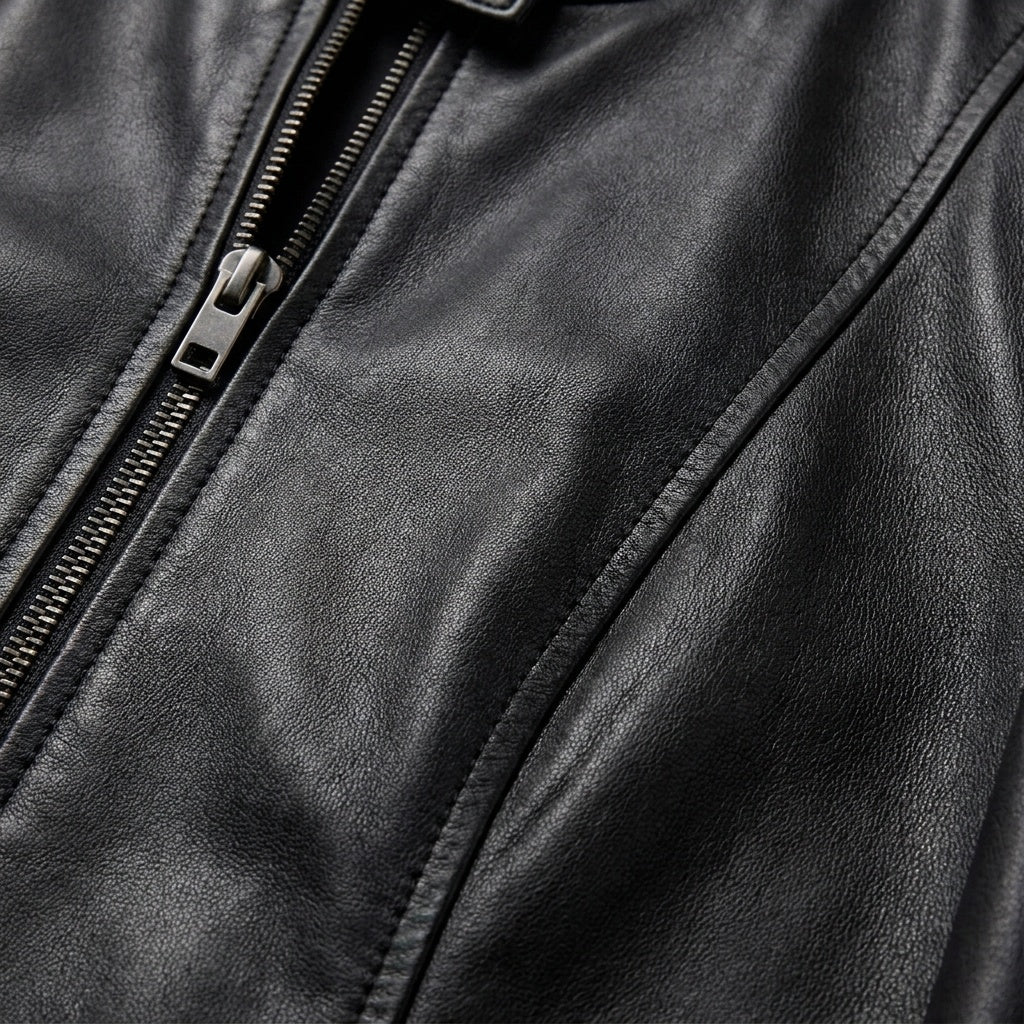 Chaqueta biker con cuello mao