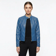 Chaqueta biker con cuello mao