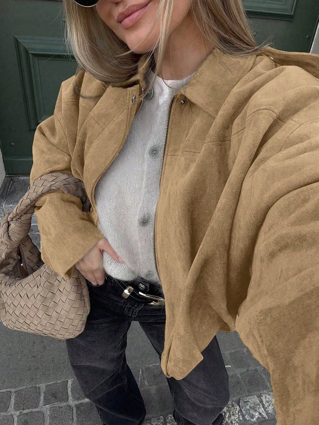 Chaqueta de ante con cremallera