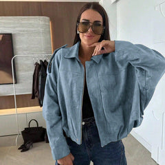 Chaqueta de ante con cremallera