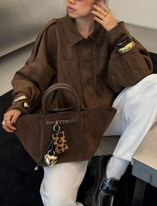Chaqueta de ante con cremallera