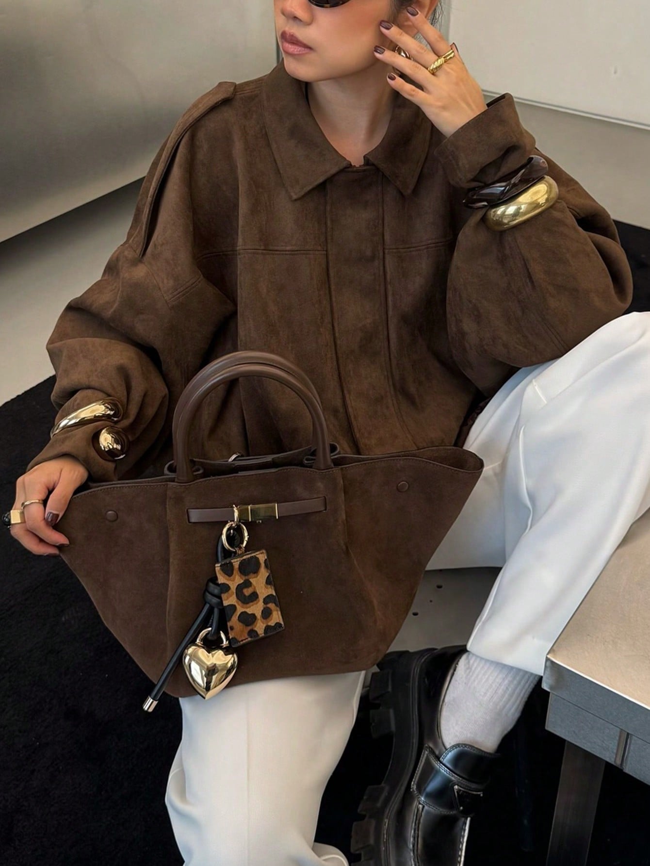Chaqueta de ante con cremallera