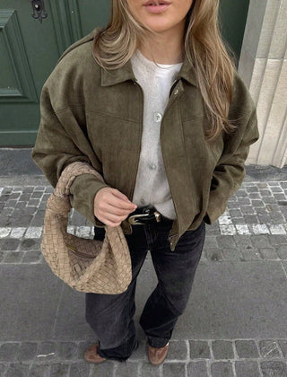 Chaqueta de ante con cremallera