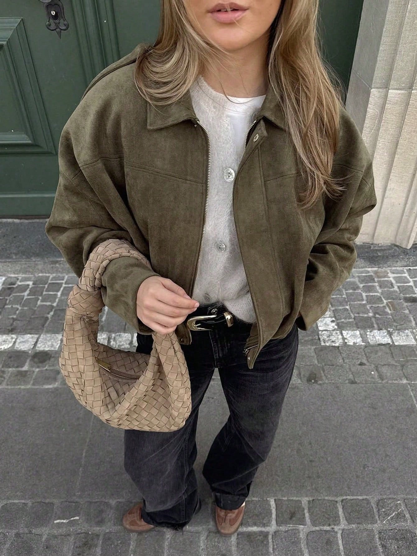 Chaqueta de ante con cremallera