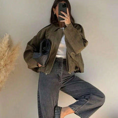 Chaqueta de ante con cremallera