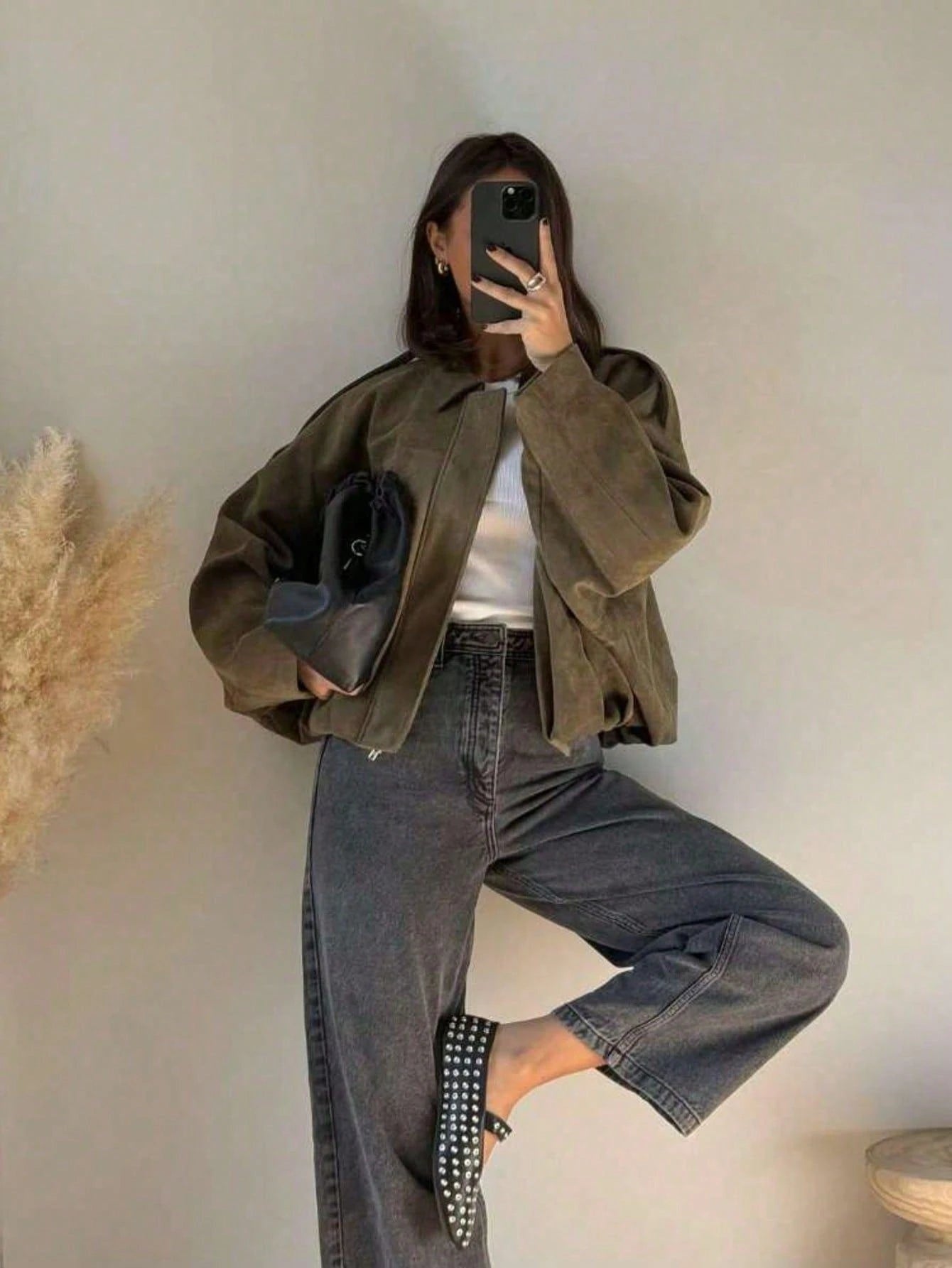 Chaqueta de ante con cremallera