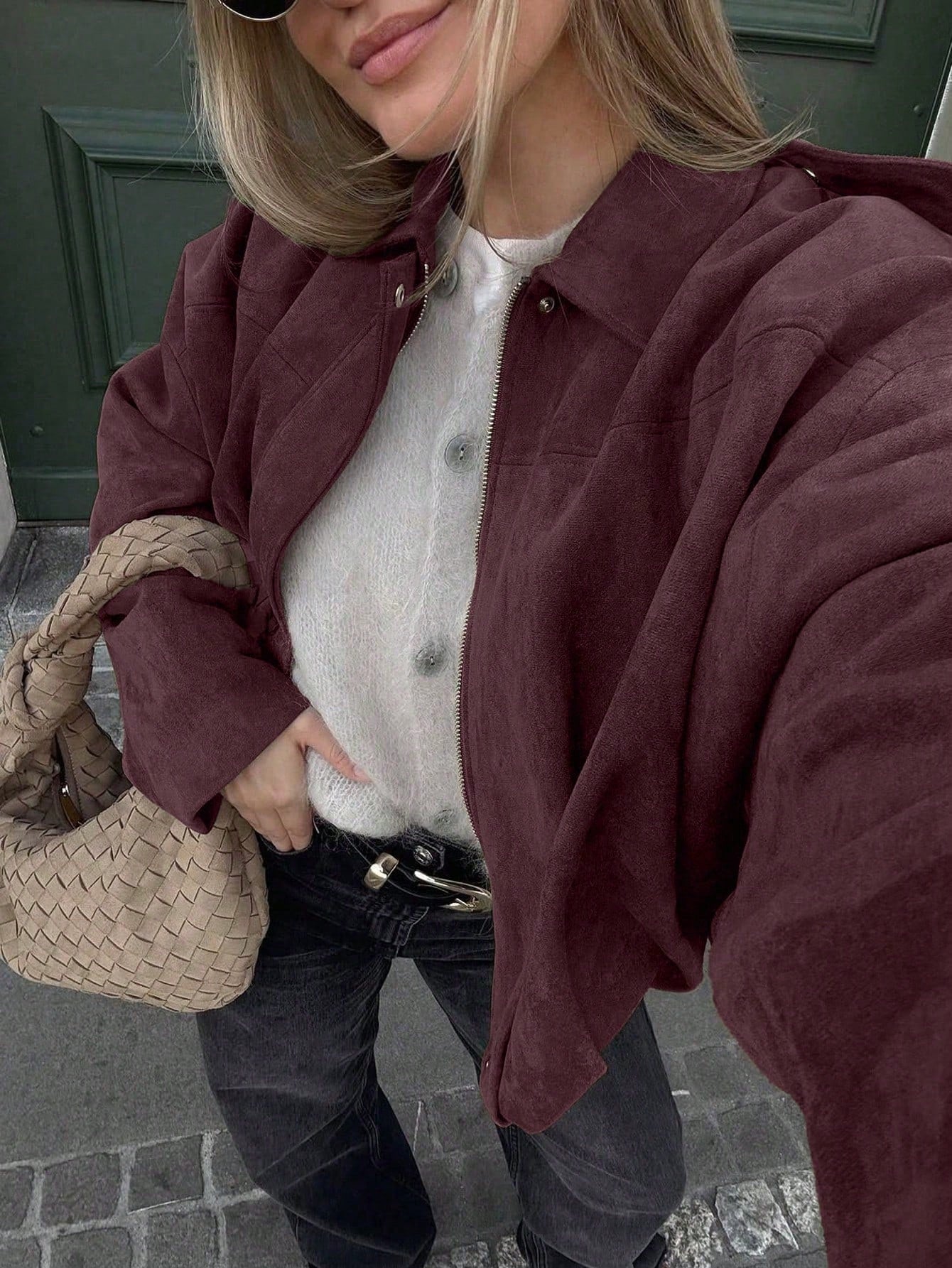 Chaqueta de ante con cremallera