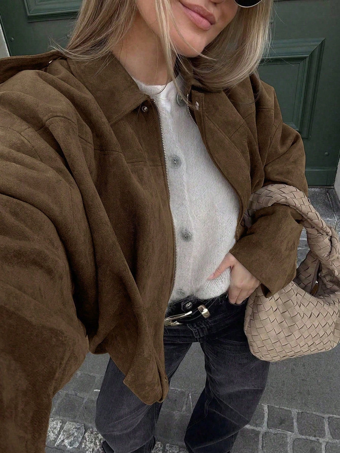 Chaqueta de ante con cremallera