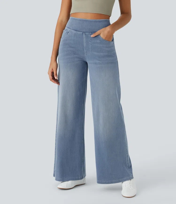 Jeans wide leg de cintura alta
