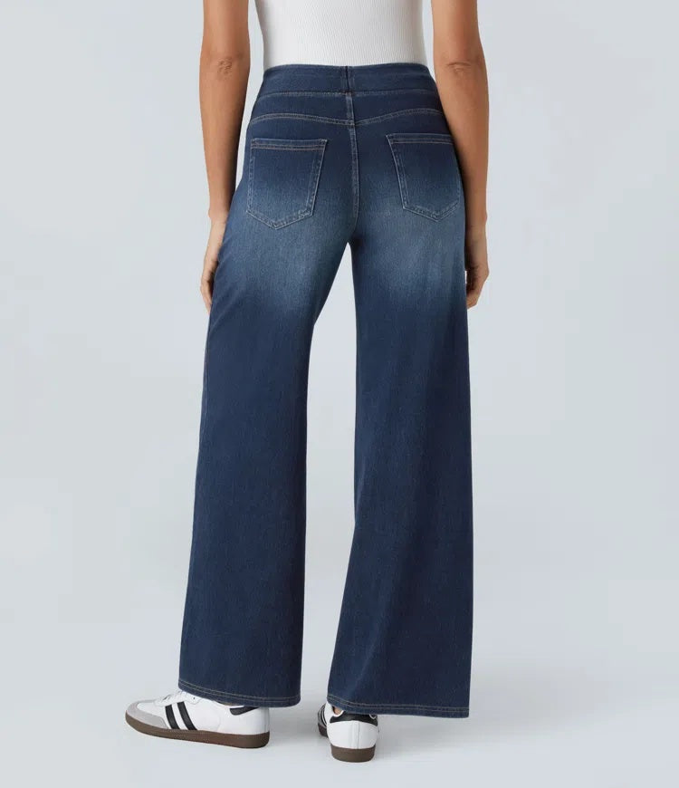 Jeans wide leg de cintura alta