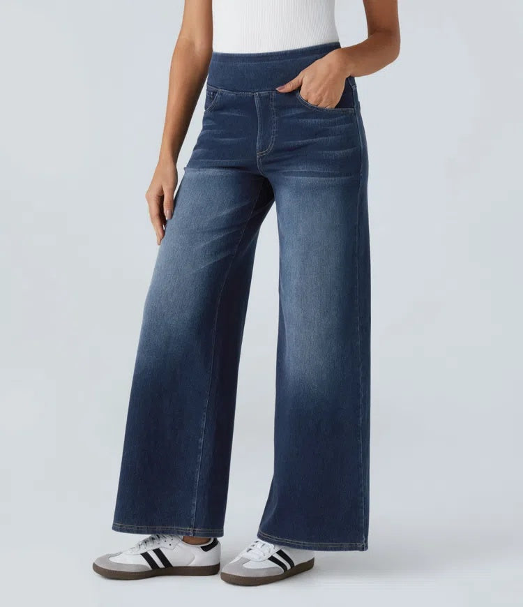 Jeans wide leg de cintura alta