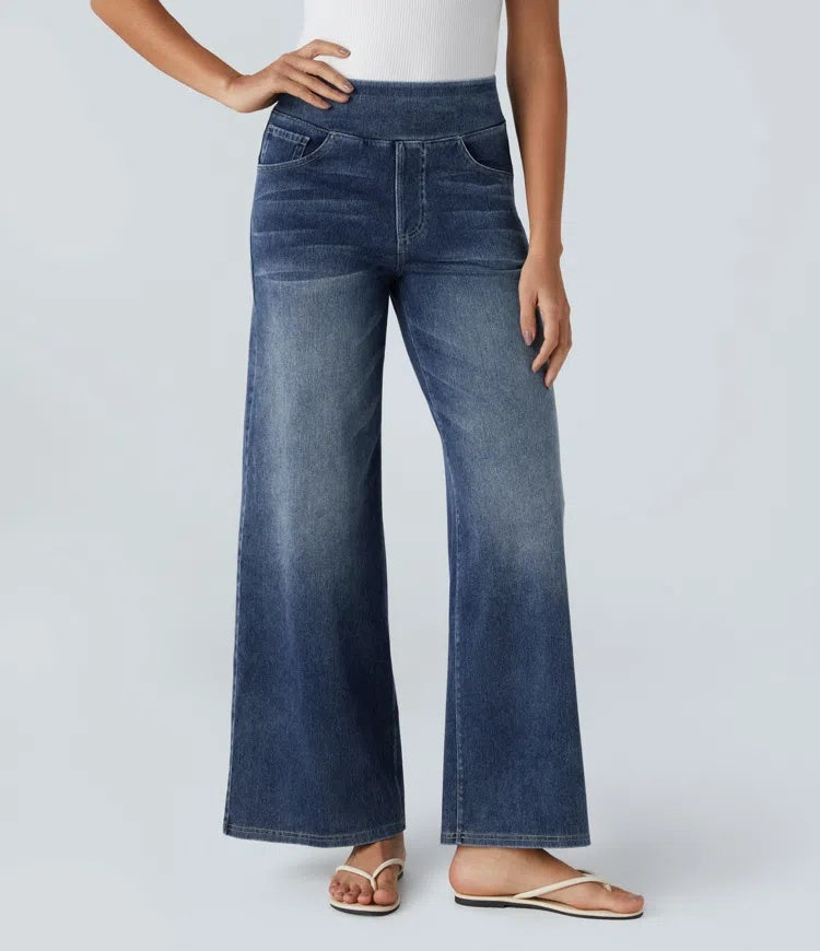 Jeans wide leg de cintura alta