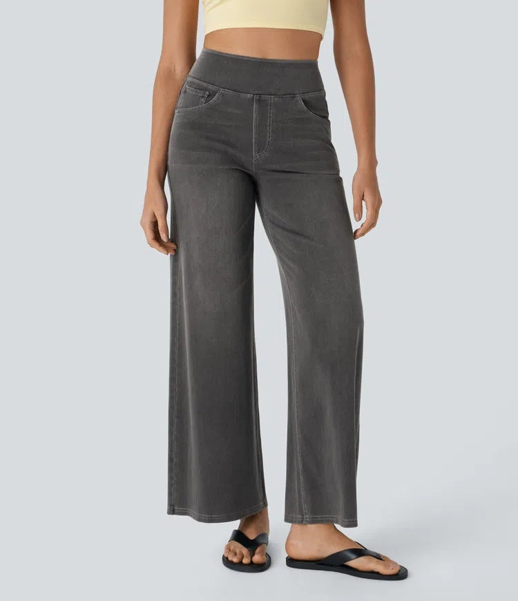 Jeans wide leg de cintura alta