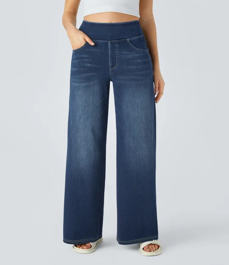 Jeans wide leg de cintura alta