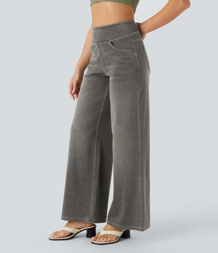 Jeans wide leg de cintura alta