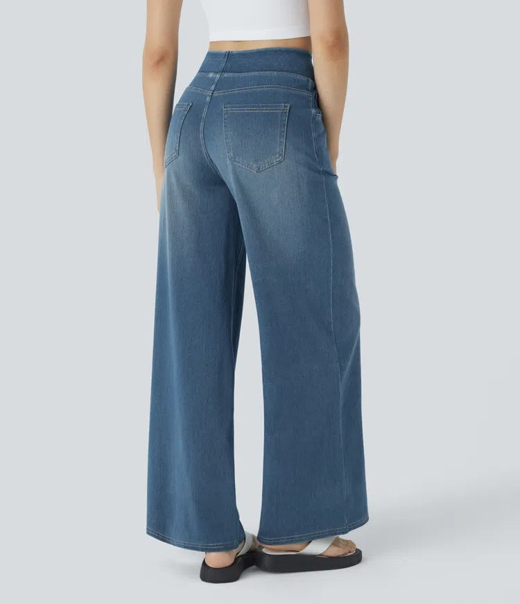 Jeans wide leg de cintura alta