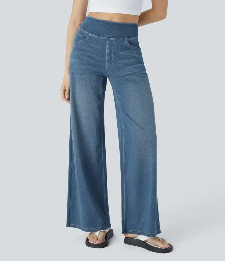 Jeans wide leg de cintura alta