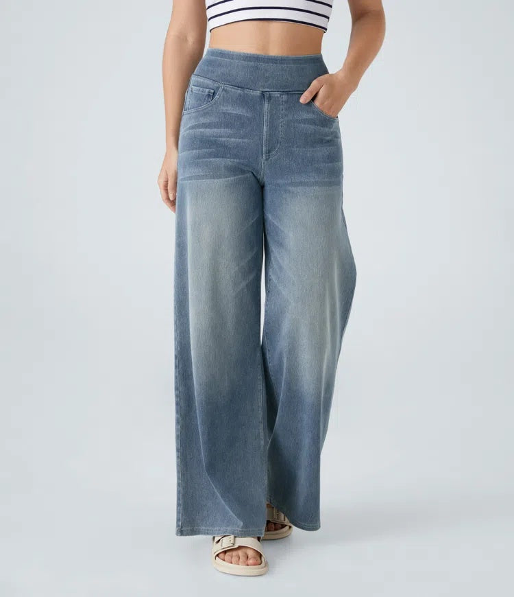 Jeans wide leg de cintura alta